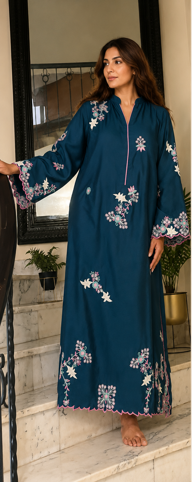 Raunaq-e-Naz Khaddi Silk Embroidered Kaftan